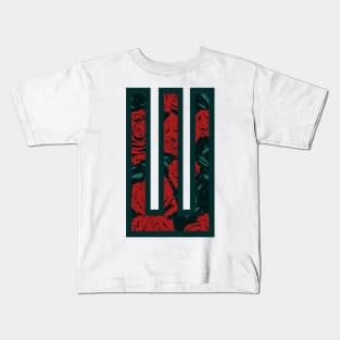 Modern Rose Floral Initial Name Alphabet - Letter W Kids T-Shirt